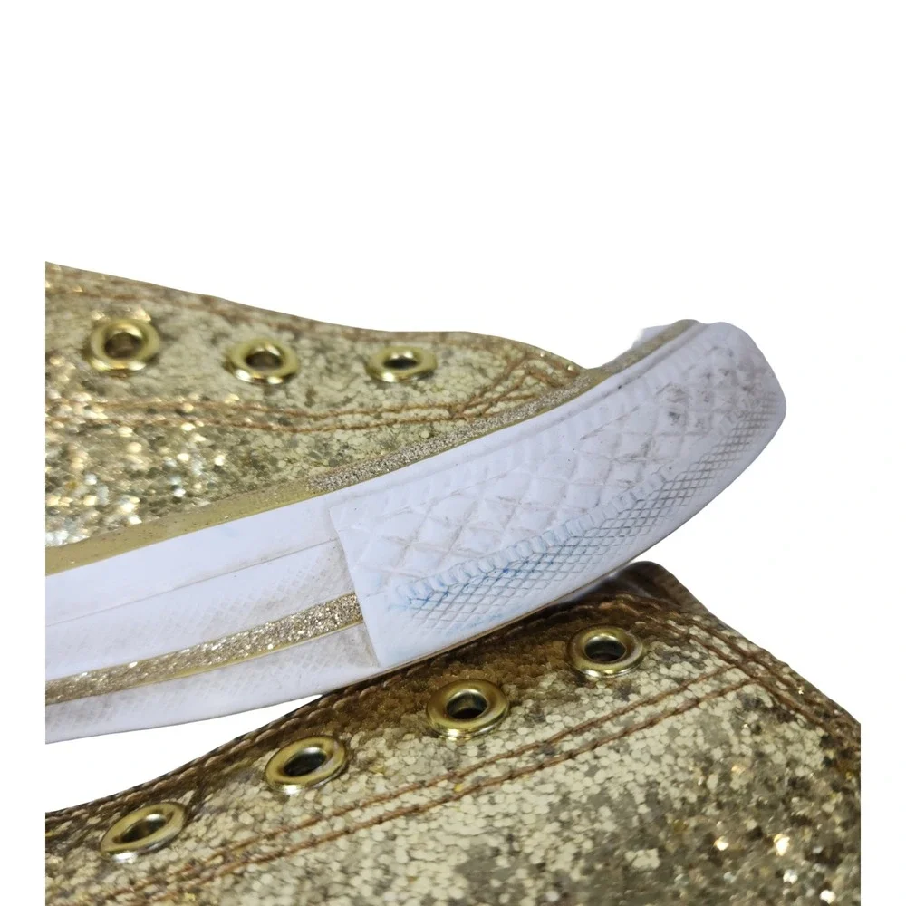 Converse Chuck Taylor All Star Gold Glitter Slip On Youth Sneakers 364687C Sz 12